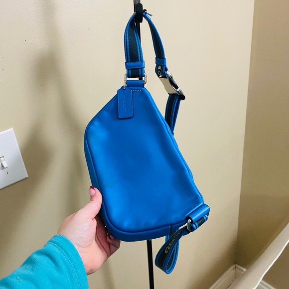 Coach CJ505 Elias Blue & Tan Belt Bag In Colorblock Signature Canvas - Picture 6 of 10